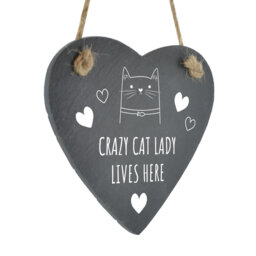 Henkel Crazy Cat Lady Heart Slate Wall Décor