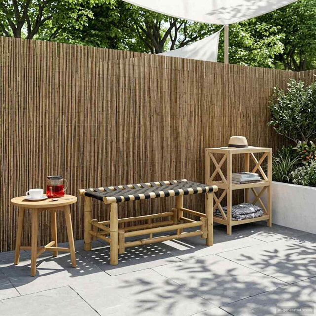 Garden Bench Natural Bamboo Modern Seating Patio Furniture Outdoor