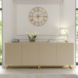 Modern Sideboard with Fluted Fronts & Gold Legs – 200cm Storage Cabinet