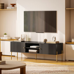 HOMCOM TV Stand for Television up to 65 Inch Entertainment Center Black
