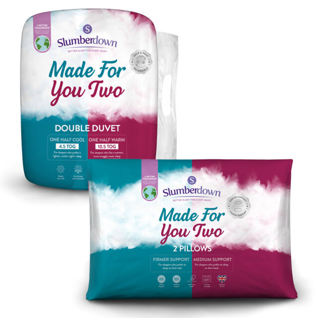 Dual Temperature Made For You Two 4.5/10.5 Tog Duvet with 2 Pillows