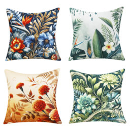 Indoor / Outdoor Floral Square Cushion Cover