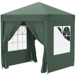 2x2m Pop Up Garden Gazebo, Waterproof Party Tent Canopy With Removable Sidewalls, Windows & Carry Bag, Green