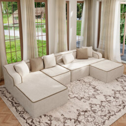 6 Seat Corner Sofa,Modern Soft Sofa Couch , No Assembly Required, For Living Room Office Apartment