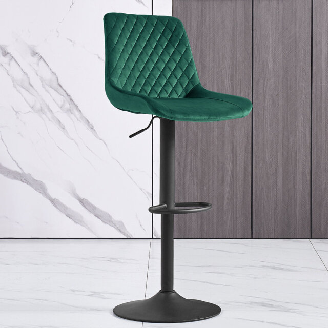 Heckscherville Velvet Height Adjustable Swivel Upholstered Bar Stool