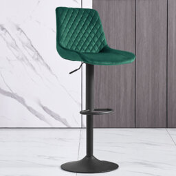 Heckscherville Velvet Height Adjustable Swivel Upholstered Bar Stool