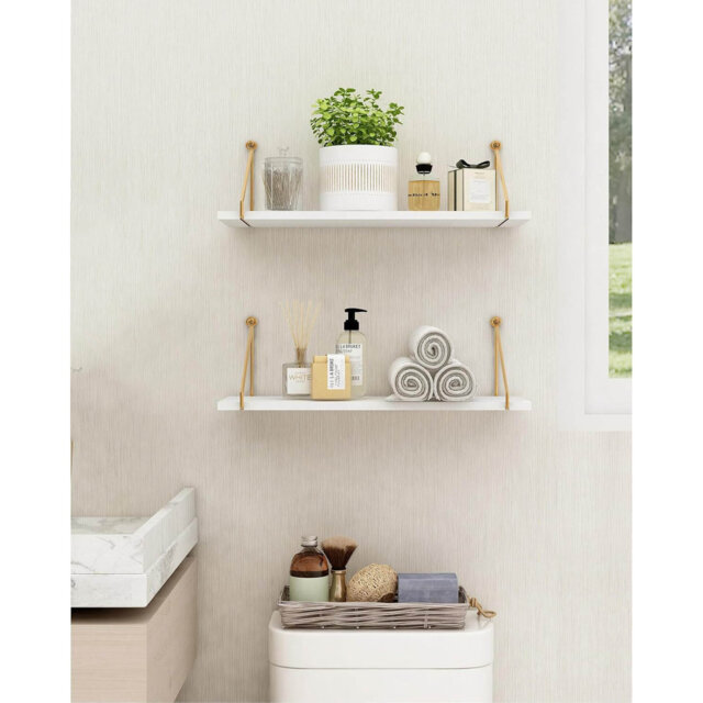 Floating Shelves For Wall Mounted Shelf For Bathroom Bedroom Living Room Kitchen Office Toilet Organiser Set Of 2