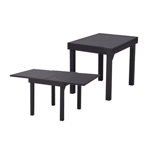 Laird Extendable Metal Top Solid Wood Base Dining Table