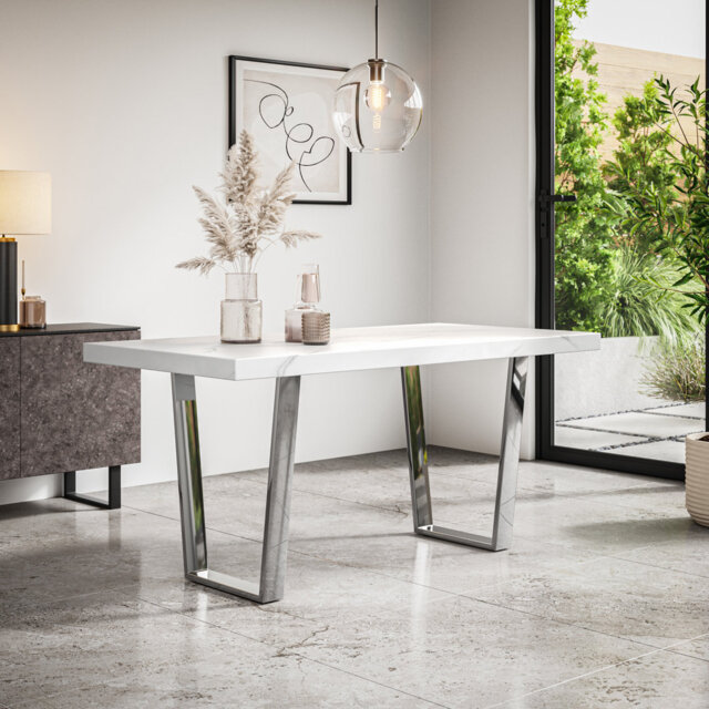Dayatra Dining Table Modern Table w Chrome Legs