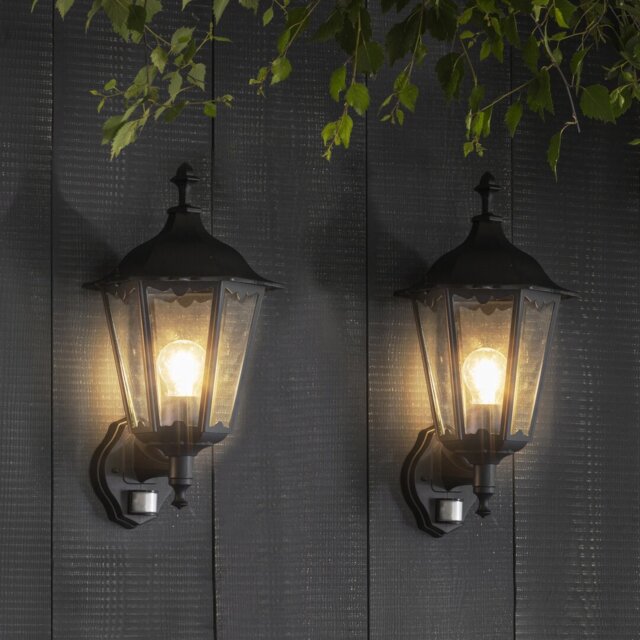 Shanghai Black 40Cm H Outdoor Wall Lantern with Dusk to Dawn