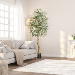 6FT Artificial Olive Tree - Realistic Faux Olive Tree with Natural Wood Trunk and Lifelike Leaves