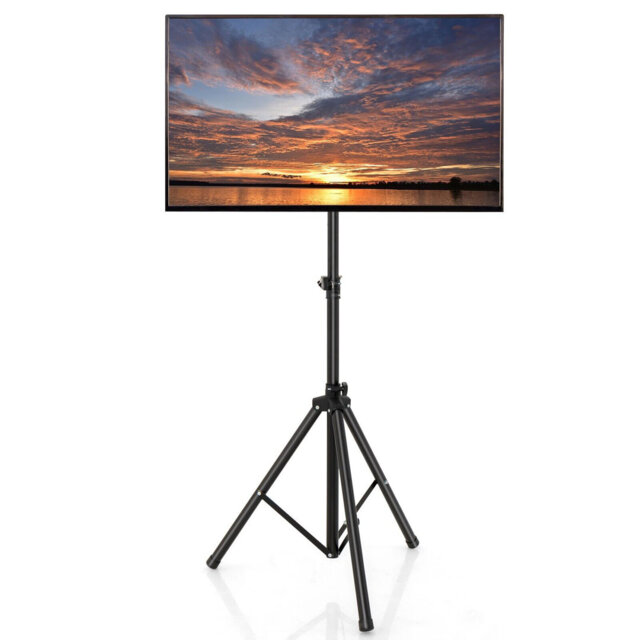 Tripod TV Stand 5-Position Height Adjustable Swivel TV Floor Stand Non-Slip Foot
