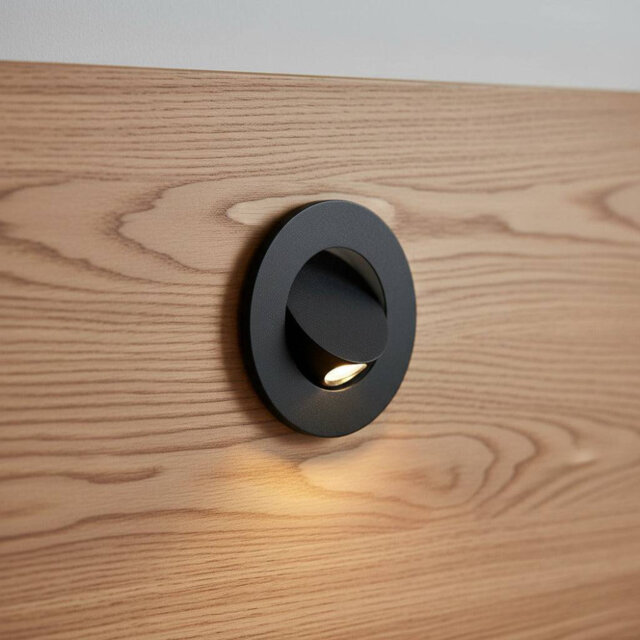 UltraBeam Black Bedroom Reading Light Wall or Headboard Recessed 3 Watt LED - Tilt Switch