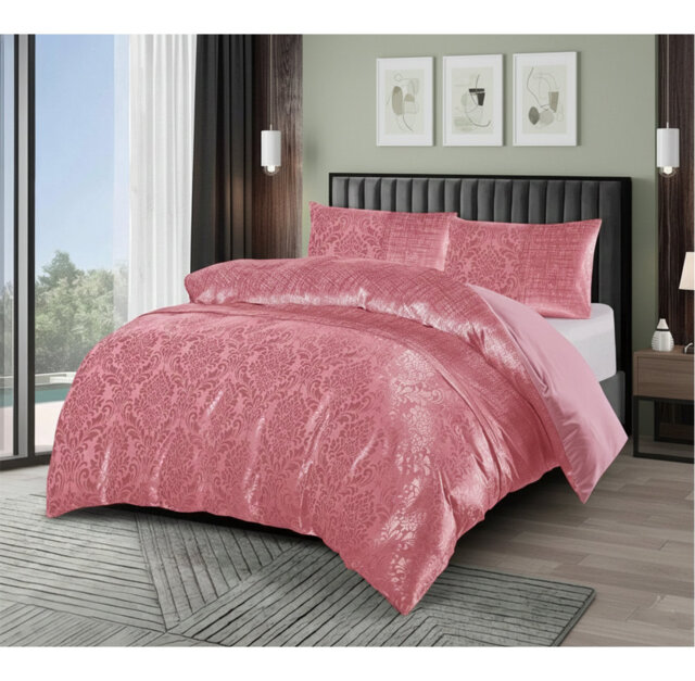 Emilia Duvet Cover Set with Pillowcases – Jacquard Damask Pattern, Luxury Textured Bedding Set, Double/King/Super King Sizes