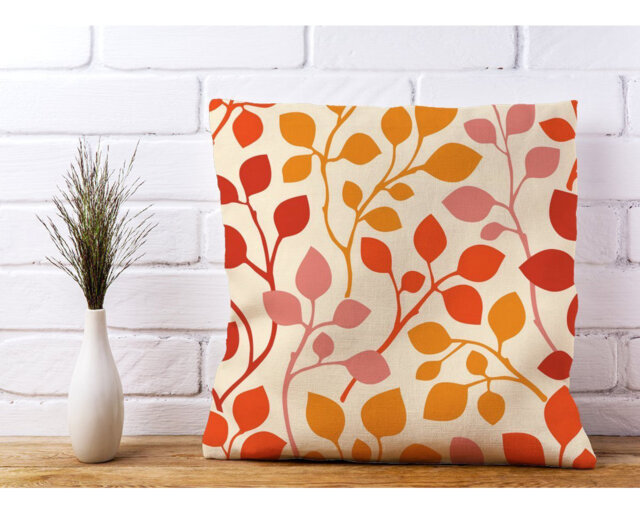 Maxence Colourful Autumn Leaves Floral Scatter Cushion with Filling