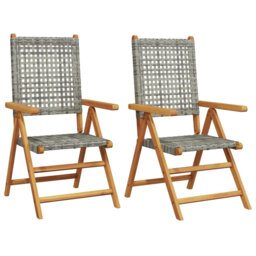 Vidaxl Garden Chairs in Black, Solid Acacia and Rattan