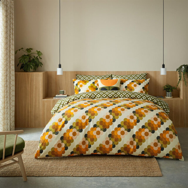 Orla Kiely Retro Flower Stripe Multi Duvet Cover Set Retro Themed Super King Bedding Set