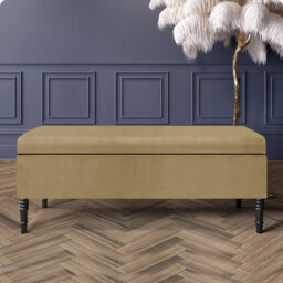 Paris Plain Ottoman Storage Bench - Plush Velvet Shoe Bench - Upholstered Footstool with Storage