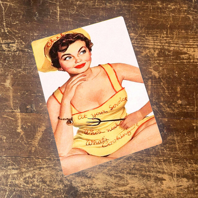 Pinup Girl Devil Chef Metal Pin up Girl Wall Décor