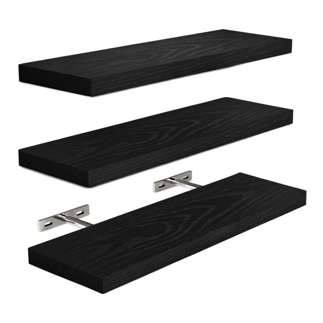 3 Pack Wood Wall Mounted Floating Shelves