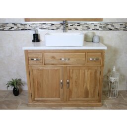 Desmond Solid Oak 1000mm Free-Standing Vanity Unit
