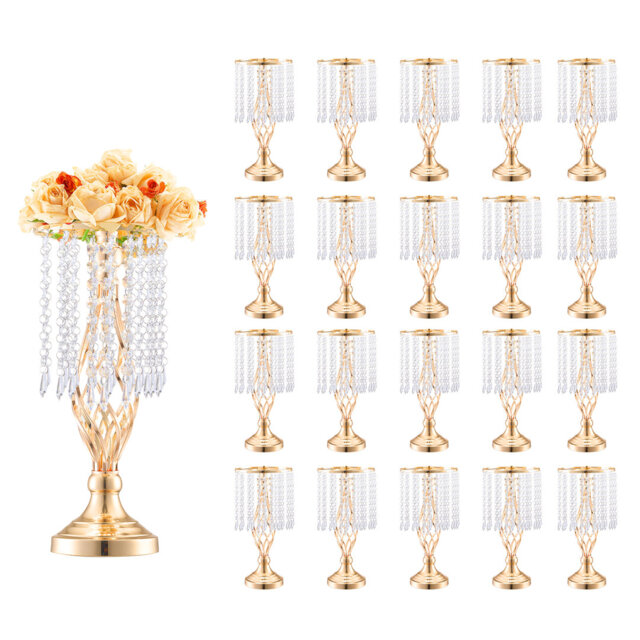 20PCS 43cm/16.9â Tall Crystal Wedding Flower Stand Vase for Party Decor