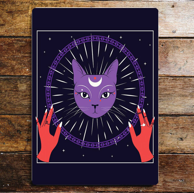 Moonchild Cat Witch Gypsy Mystical Metal Wall Décor
