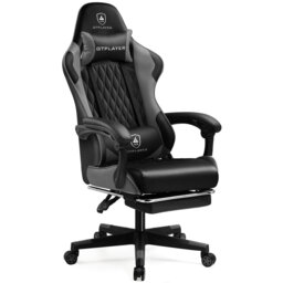 Gaming Chair Spring Cushion, Cow-Spotted Design, Height Adjustable,Headrest,Footrest&Lumbar Support