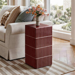 60.5cm Modern Grid-Tiled Square End Table