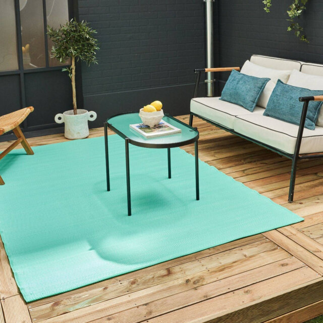 Urban Collection Outdoor Rug Plain Design in Turquoise