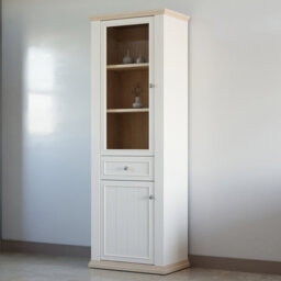 Rosswell Modern cottage style display cabinet with 2 doors and 2 drawer, engineered wood, decor, 69.2 cm W x 202.1 cm H x 43.3 cm D