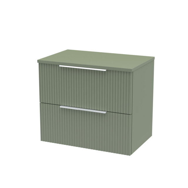 Fluted 600mm Wall Hung Single Vanity Unit with Worktop