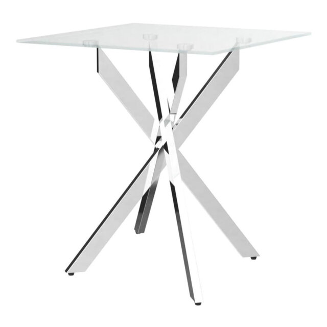 Modern Square Side Table - 20”Dx20”Wx22”H (Grey Tempered Glass Top & Black Metal Legs with Gold Rim)