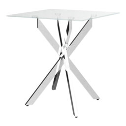 Modern Square Side Table - 20”Dx20”Wx22”H (Grey Tempered Glass Top & Black Metal Legs with Gold Rim)