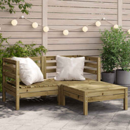 Brayden Studio Garden Sofa 2-Seater With Footstool Solid Wood Pine