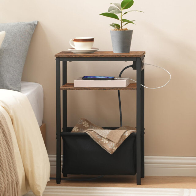 Slim Side Table with Storage