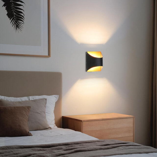 Indoor wall light, black and gold - Up/Down hallway wall lamps, stairwell lights, vintage G9 ceramic wall lighting for bedroom, living room, children'