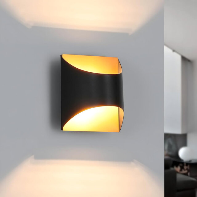 1-Light Black Ceramic Flush Mounted Sconce
