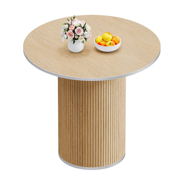 80cm Modern Round Dining Table with Fluted Pedestal