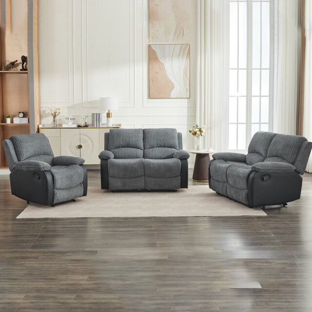 Reclining Sofa Sectional Recliner Plush Corduroy Couches Set Sofa