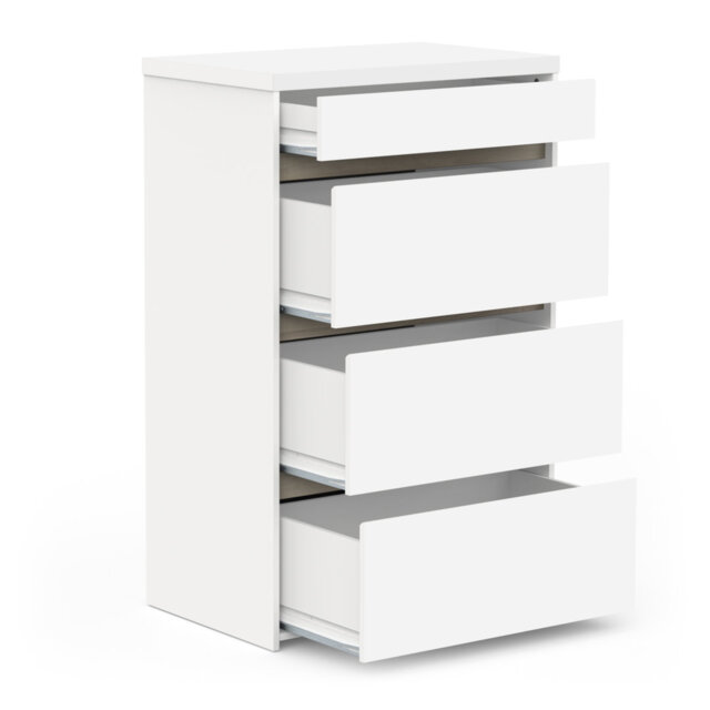 Avery 4 Drawer Matt White and Oak Tall Chest of Drawers