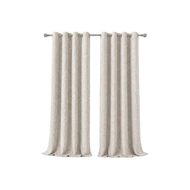 MHG Living Eyelet 100% Cotton Curtains - 2 Panels - Darkening Jacquard Curtain Pair for Bedroom & Living Room