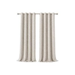 MHG Living Eyelet 100% Cotton Curtains - 2 Panels - Darkening Jacquard Curtain Pair for Bedroom & Living Room