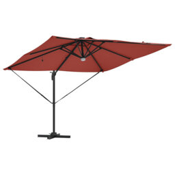 Roma Parasol with LED Strip Lights Aluminium and Polyester Garden Shade