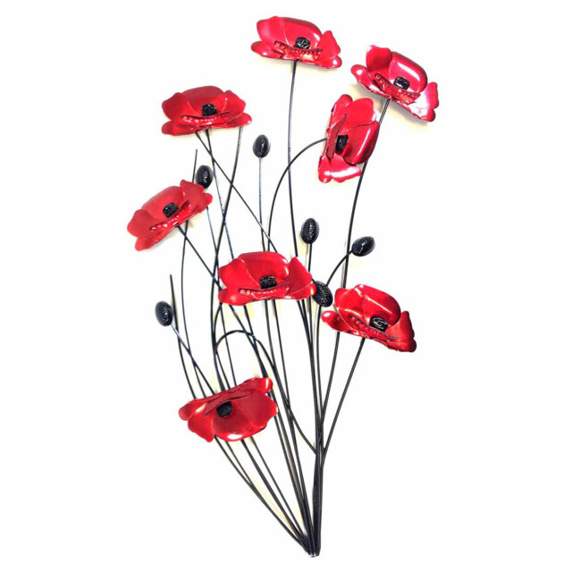 Poppy Handmade Plants & Flowers Wall Decor on Metal