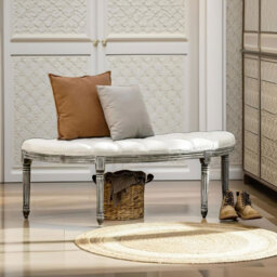 Upholstered Half Circle Wooden Bench Seat