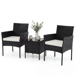 Garden Furniture Set 3-piece Rattan Balcony Furniture Set with Side Table