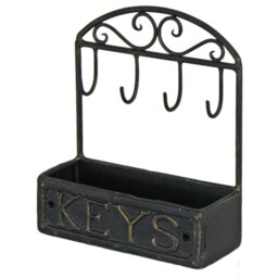Metal Wall Organizer with Key Hooks