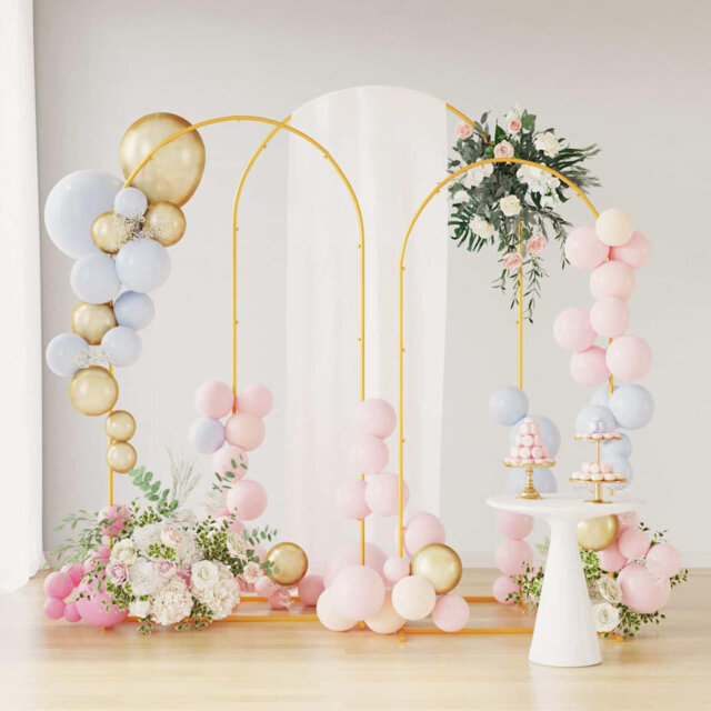 Vidaxl Wedding Arch 3 Pcs Steel Outdoor Decor Event Backdrop Frame Adjustable