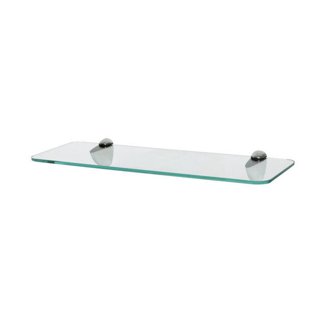 Harbour Housewares - Rounded Floating Glass Shelf with Metallic Brackets